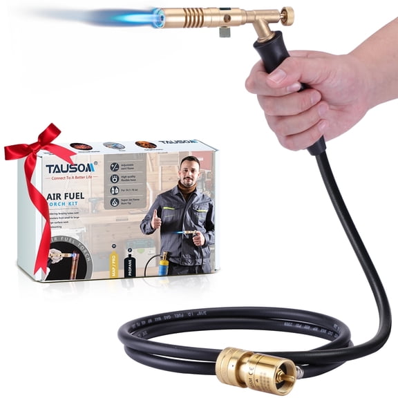 Propane Torch with Hose – MAPP Gas Torch Kit for Soldering, Welding, BBQ & Crafts – Adjustable Heat Output, Solid Brass Torch Head – Ideal Christmas Gift for DIYers & Grill Lovers(Not Gas Included)