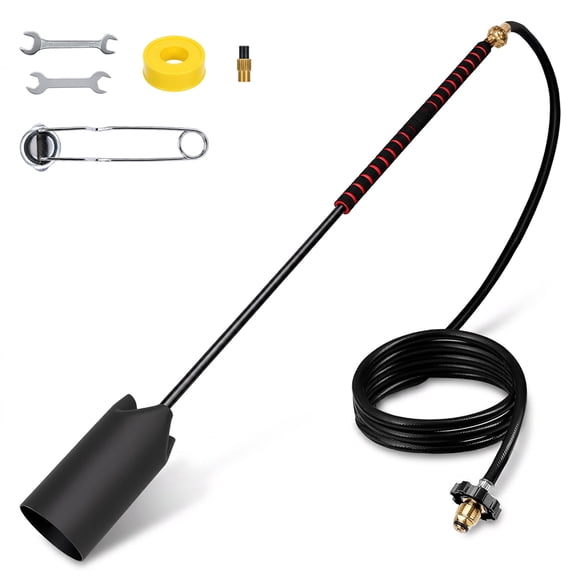 Propane Torch Weed Burner with 10FT Hose & Regulator, 500,000 BTU Heavy Duty Weed Burner with Flint Striker, Ideal for Snow Melting, Roofing, Roads & DIY Projects