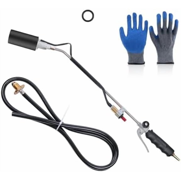 Propane Torch Weed Burner, 1,800,000 BTU Weed Burner Torch with Protective Gloves, Weed Torch for Outside with 2M Hose, Flamethrower for Weeding, Barbecue, Asphalt, Snow Melting$$Garden & Patio