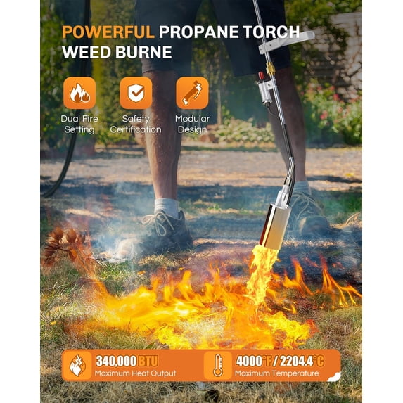 Propane Torch Weed Burner, 340,000 BTU Flamethrower with QCC 11.5FT Hose