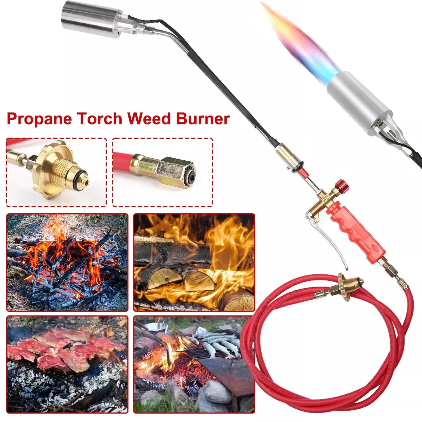 Protectivemethod Propane Torch Weed Burner Kit – 2025 Upgrade, 35mm/5M Hose, Non-Slip Handle, For Weeding, Ice Melting, Roofing