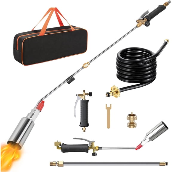 Propane Torch Weed Burner Kit with Storage Bag High Output 1,800,000 BTU Heavy Duty Blow Torch with 10FT Hose Flamethrower with Self Igniter and Turbo Trigger for Weeding, Roofing, Snow Ice Melting