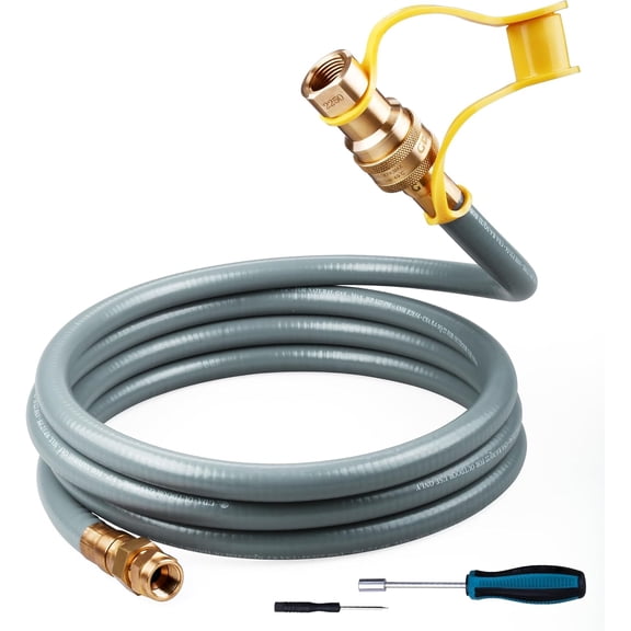 Propane to Natural Gas Conversion Kit Hose, 3/8", 10 ft with Quick Connect Assembly for Grills, Pizza Ovens, Outdoor Heaters