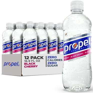 Propel Electrolyte Enhanced Water Sports Drink, Black Cherry Flavored Water, Zero Calorie & Zero Sugar Hydration with Electrolytes and Vitamins C & E, 16.9 fl oz Water Bottles (12 Pack)