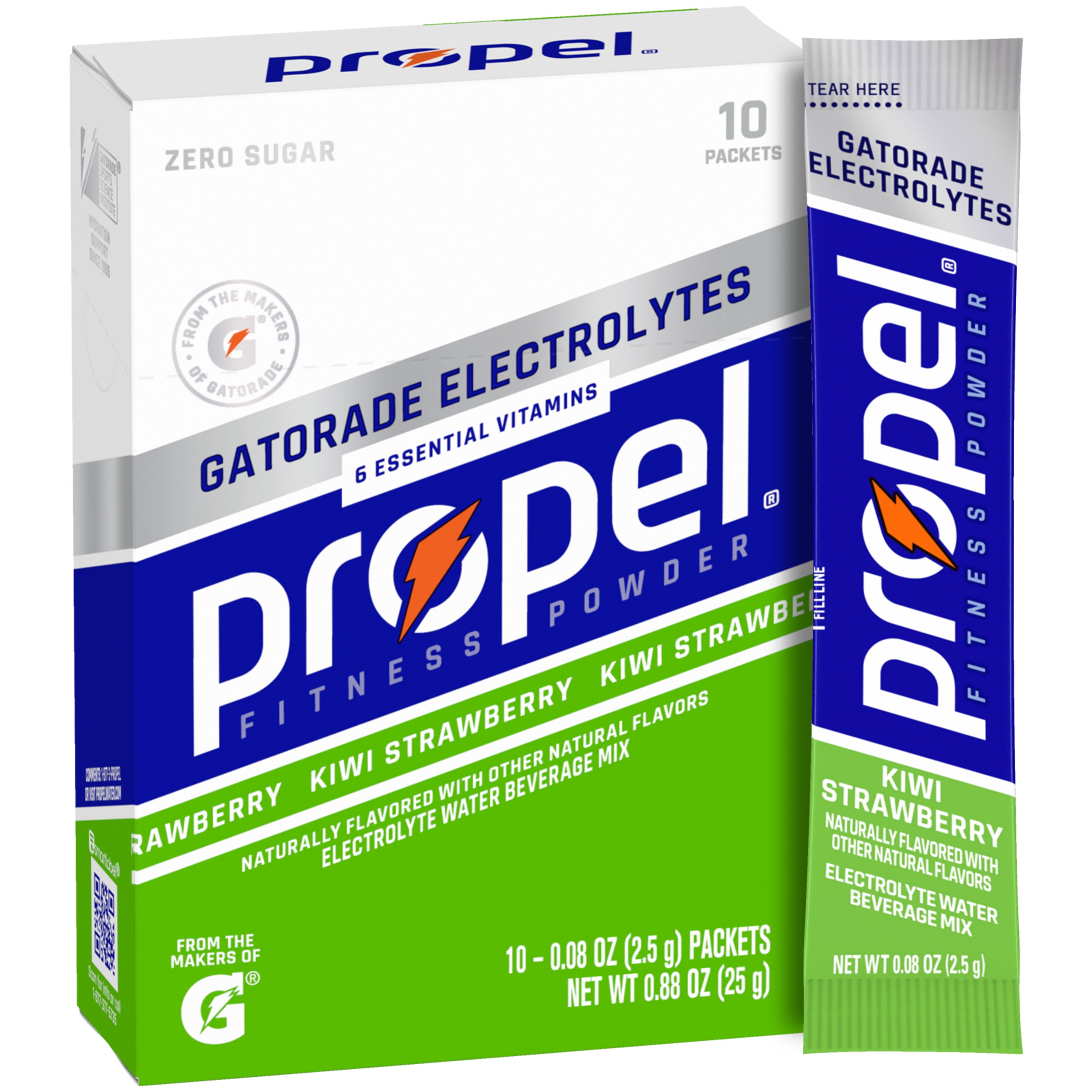 Propel Zero Sugar Electrolyte Drink Mix Powder, Kiwi Strawberry, 0.08 oz, 10 Count Packets