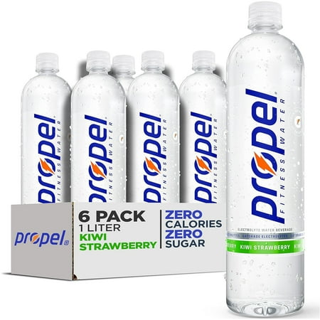 Propel Electrolyte Drinking Water, Kiwi Strawberry flavor 1 Liter 6 Count Bottles