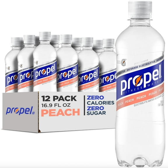 Propel Electrolyte Drinking Water, Peach, 16.9 fl oz, 12 Count