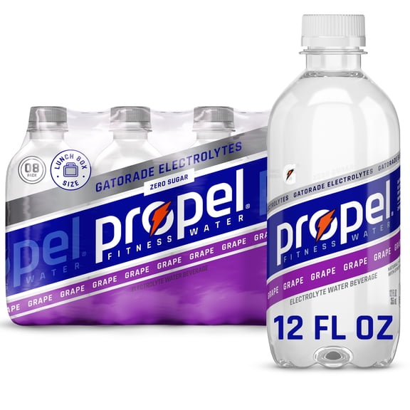 Propel Electrolyte Enhanced Water Sports Drink, Grape Flavored, Zero Calorie & Zero Sugar Hydration, 12 fl oz, 8 Count Bottles