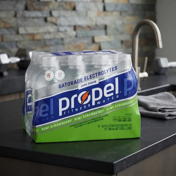 Propel Electrolyte Enhanced Water Sports Drink, Kiwi Strawberry Flavor, Zero Sugar & Zero Calories, 16.9 fl oz Bottles, 12 Pack