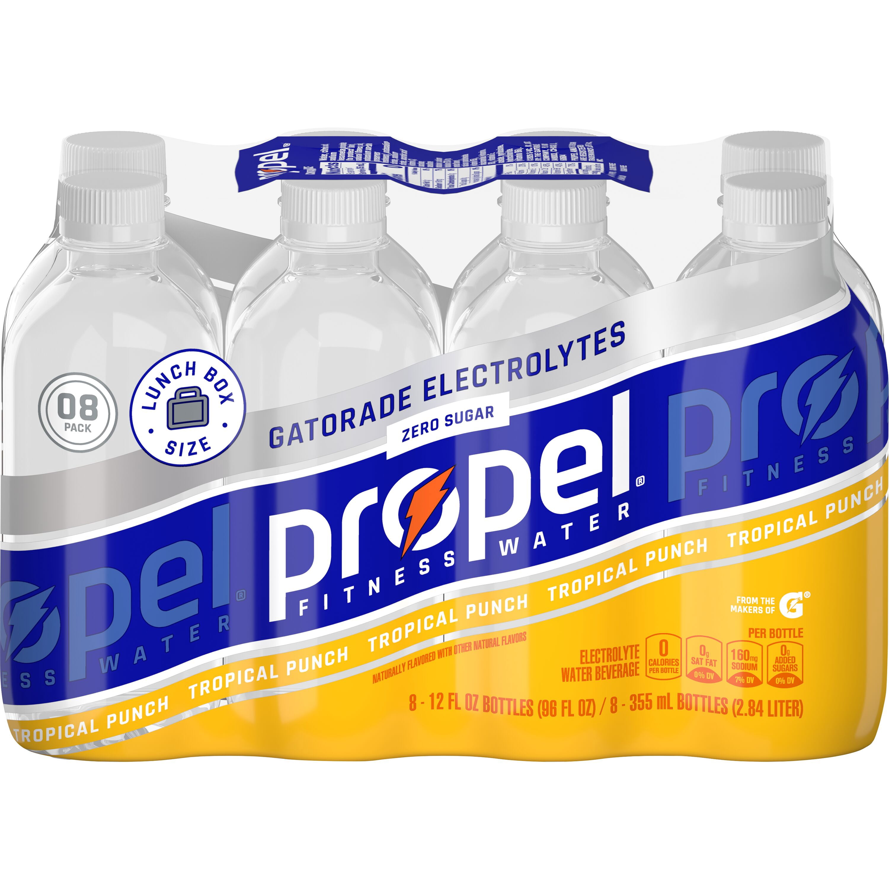 Propel Electrolyte Enhanced Water Sports Drink Tropical Punch, 12 fl oz, 8 Count Bottles