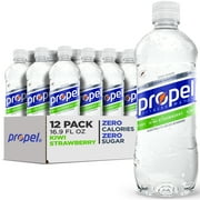 Propel Electrolyte Enhanced Water Sports Drink, Kiwi Strawberry Flavored Water, Zero Calorie & Zero Sugar Hydration with Electrolytes and Vitamins C & E, 16.9 fl oz Water Bottles (12 Pack)​