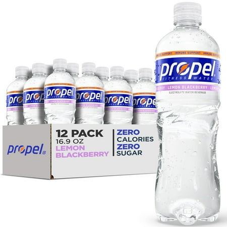 Propel Immune Support Electrolyte Drinking Water, Lemon Blackberry, 16.9 fluid ounce, 12 Count, No Allergen-Free Claims Apply