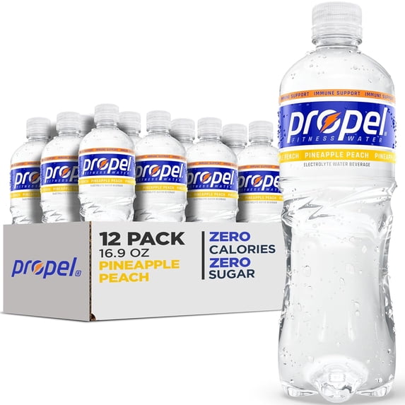 Propel Immune Support Electrolyte Drinking Water, Pineapple Peach, 16.9 fl oz, 12 Count