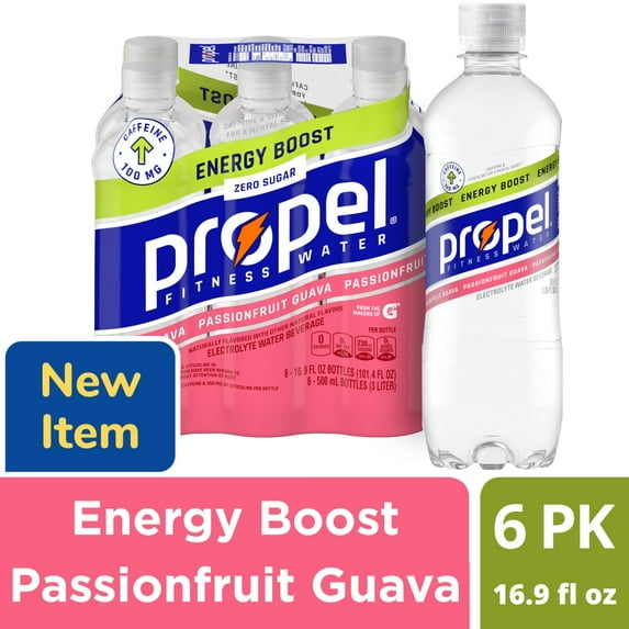 Propel Passionfruit Guava Energy Boost Electrolyte Water Beverage Sports Drink - 6 pk / 16.9 fl oz