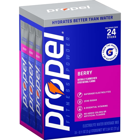 Propel Zero Sugar Berry, On the Go Packs, Electrolyte Powder Drink Mix, 0.11 oz, 24 Count packets