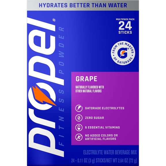 Propel Zero Sugar Grape, On the Go Packs, Electrolyte Powder Drink Mix, 0.11 oz, 24 Count packets