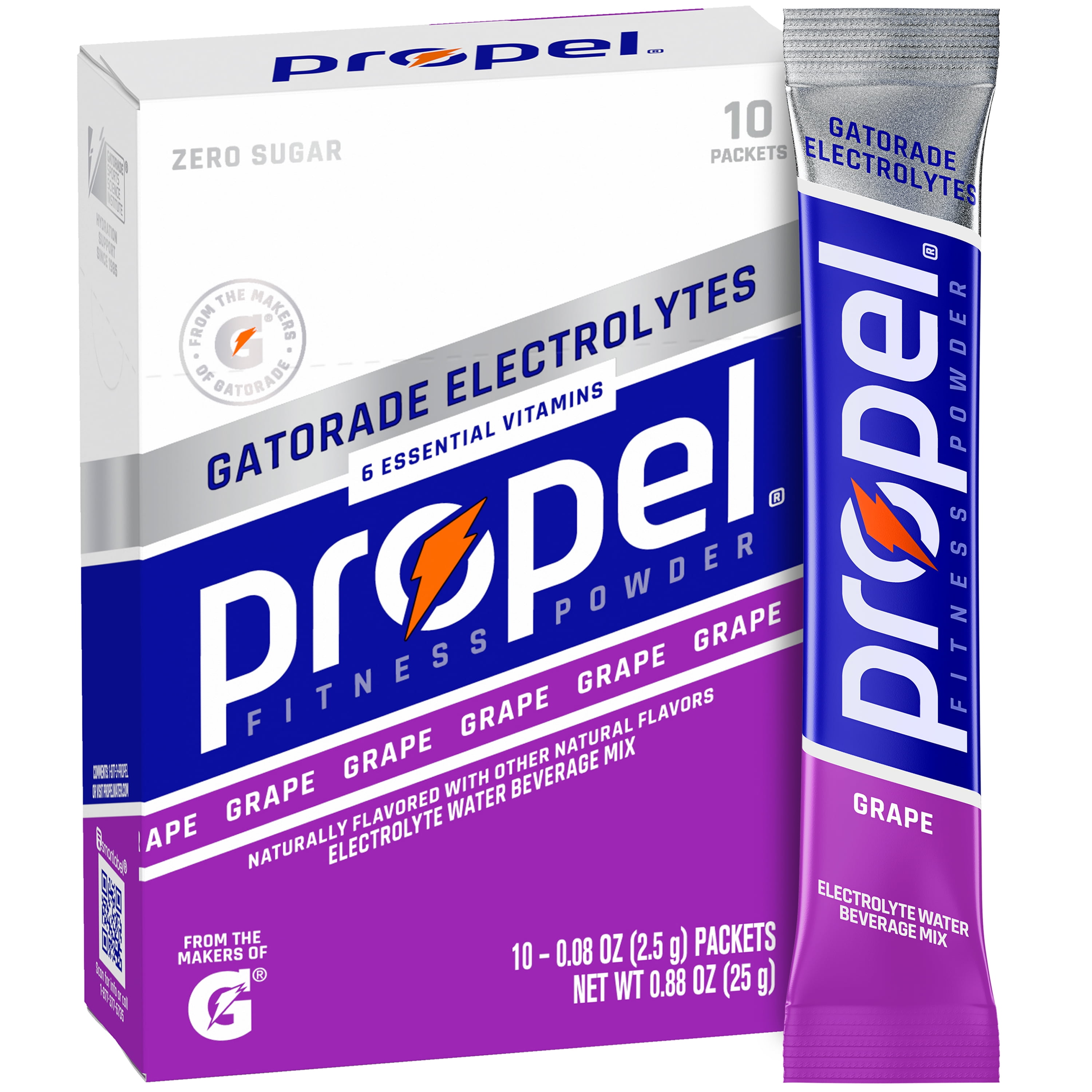 Propel Zero Sugar Electrolyte Drink Mix Powder, Grape, 0.08 oz, 10 Count Packets