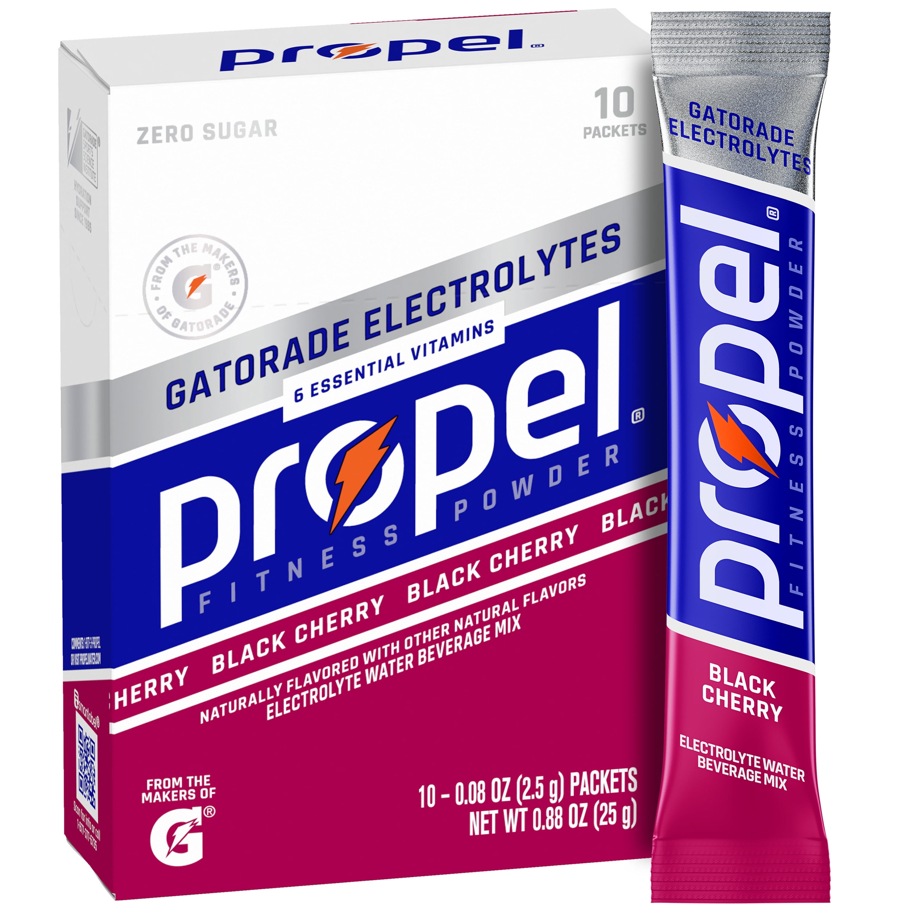 Propel Zero Sugar Electrolyte Drink Mix Powder, Black Cherry, 0.08 oz, 10 Count Packets