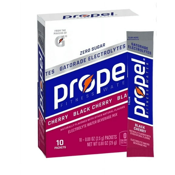Propel Powder Packets with Electrolytes, and No Sugar, Black Cherry, 0.08 oz, 10 Packets