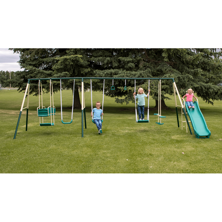 Propel Swing Pro Metal 9-Play Swing Set with Slide, Ladder, and