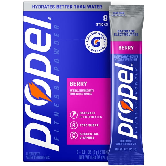 Propel Zero Sugar Berry, On the Go Packs, Electrolyte Powder Drink Mix, 0.11 oz, 8 Count Packets