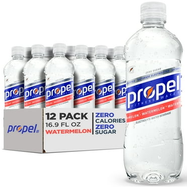 Propel Electrolyte Enhanced Water Sports Drink, Watermelon Flavored Water, Zero Calorie & Zero Sugar Hydration with Electrolytes and Vitamins C & E, 16.9 fl oz Water Bottles (12 Pack)​