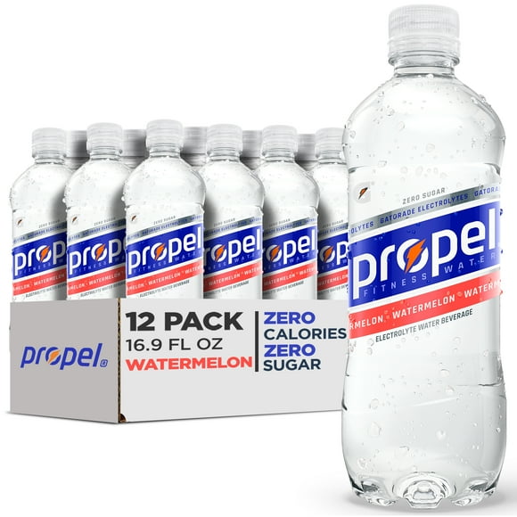 Propel Electrolyte Enhanced Water Sports Drink, Watermelon Flavored Water, Zero Calorie & Zero Sugar Hydration with Electrolytes and Vitamins C & E, 16.9 fl oz Water Bottles (12 Pack)​