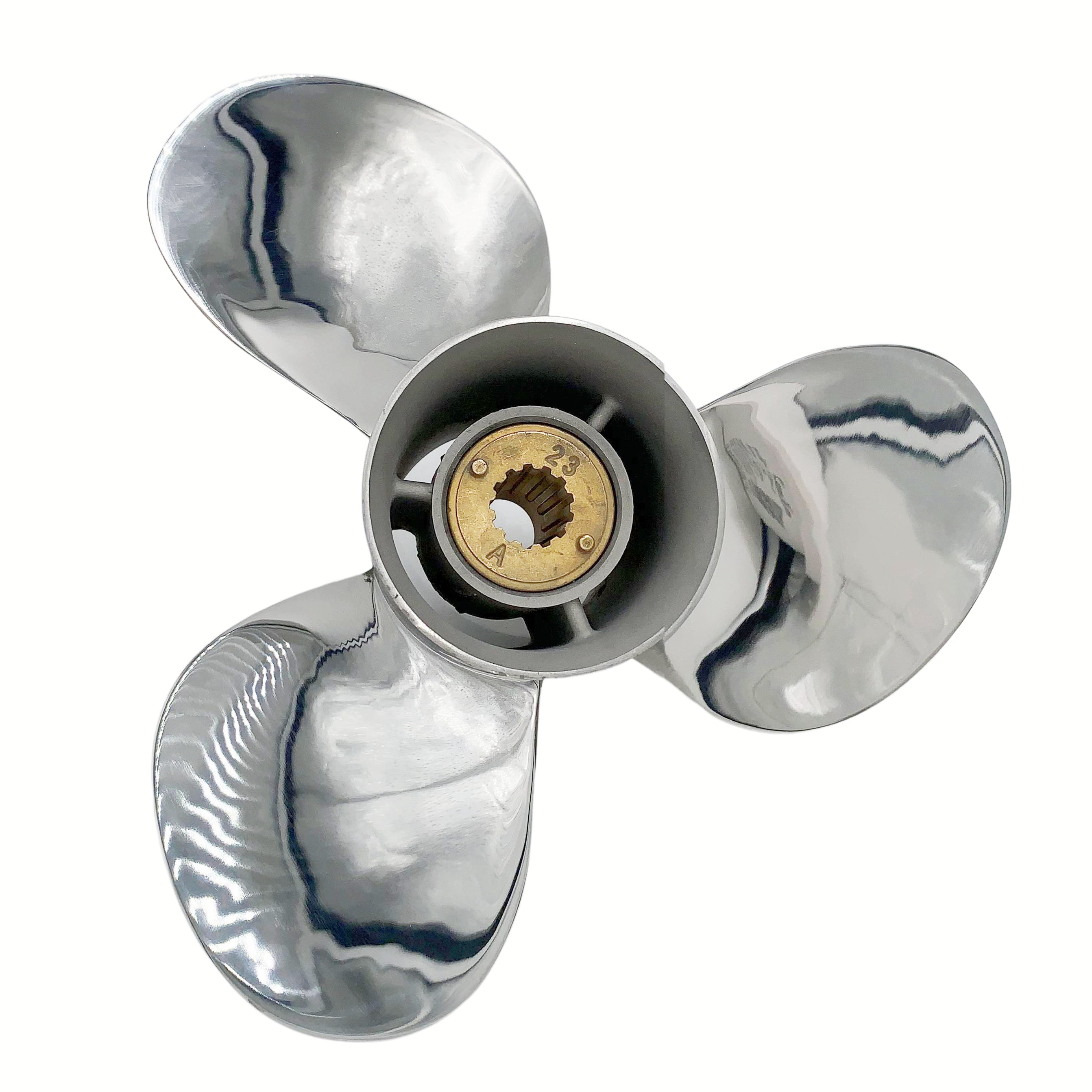 4-Blade Aluminum Propeller For Mercury 25-70HP Outboards – 13 Spline, RH Rotation, Black Finish