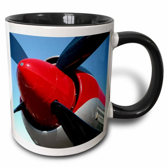 3drose, Propeller Airplanes Photography, 15oz Two-tone Black Mug