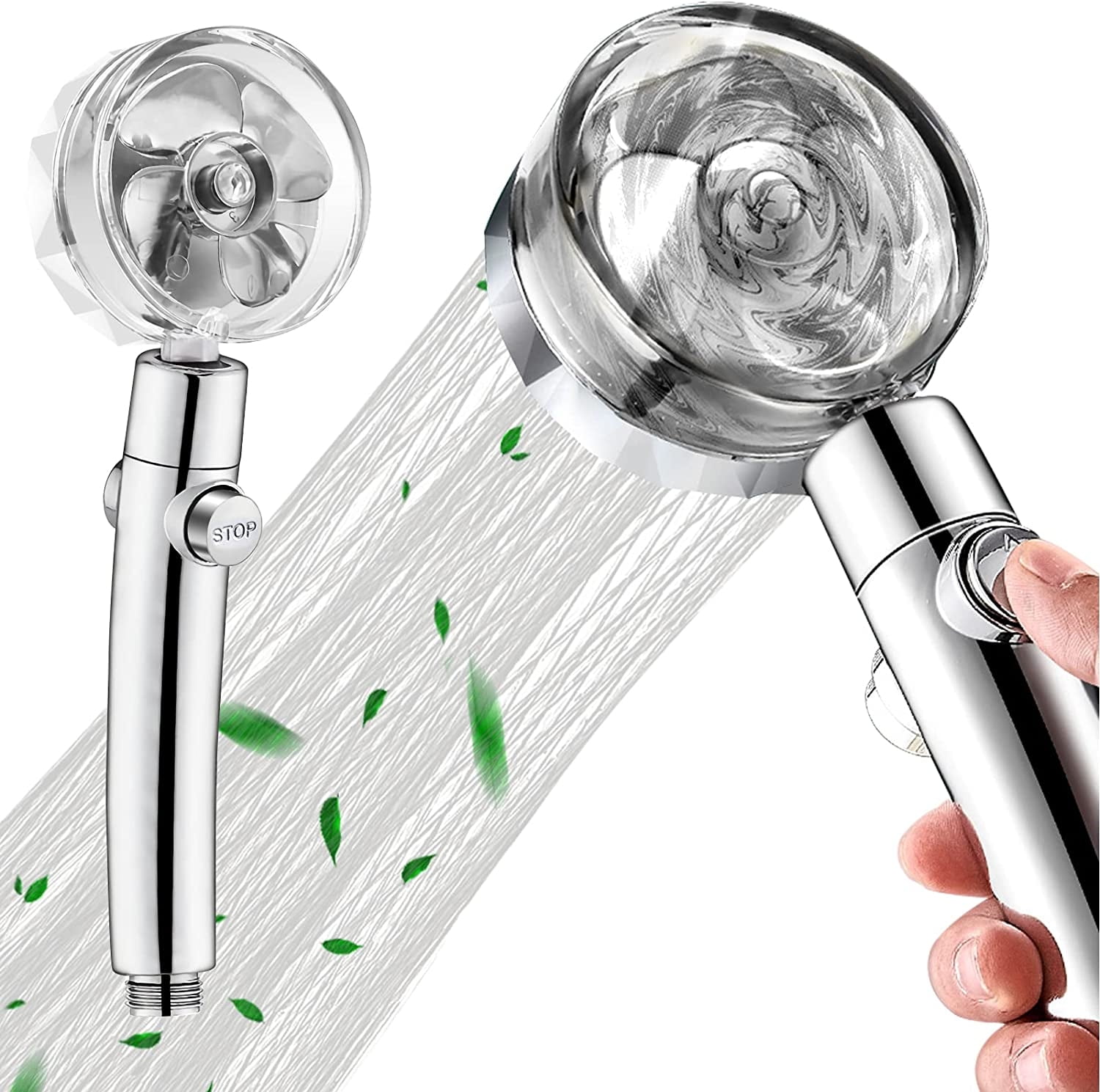 Propeller Driven Handheld Shower Head High Pressure，Highpressure with