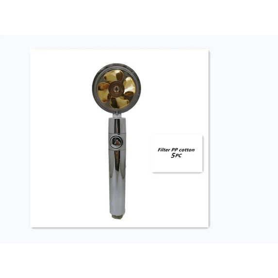 Propeller Driven Shower Head With Stop Button And Cotton Filter Turbocharged High Pressure Handheld Shower Nozzle