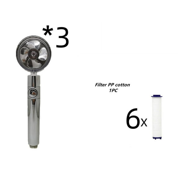 Propeller Driven Shower Head With Stop Button And Cotton Filter Turbocharged High Pressure Handheld Shower Nozzle