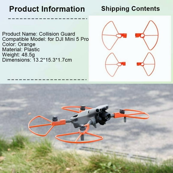 Propeller Guard Protector for DJI Mini5 Pro, Drone Protective Bumper Ring Propellers Blades Anti-Collision Prop Bumper Cover Bumper Guards with Heightened Tripod