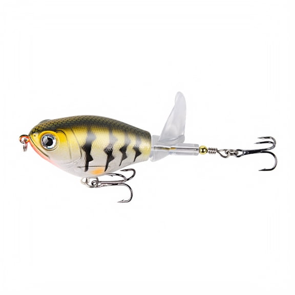 Propeller Tail Topwater Fishing Lure, Rotating Plopper Hard Bait with Treble Hooks for Bass Pike Fishing, 4.06 Inch