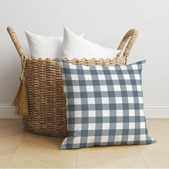 Proper Gingham Blue Throw Pillow