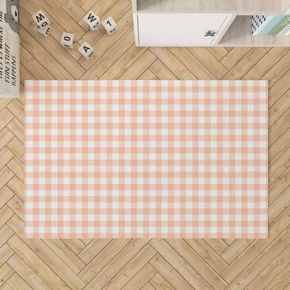 Proper Gingham Peach Kids Play Mat