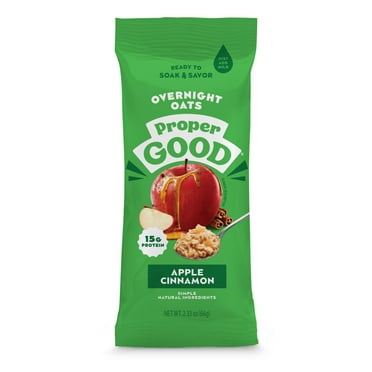 Proper Good Apple Cinnamon Overnight Oats with 15g Protein, Shelf-Stable, 2.33 oz Packet