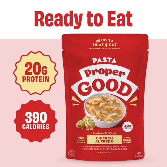 Proper Good Chicken Alfredo Ready to Serve Meal, Shelf-Stable, 10 oz, 1 Pack