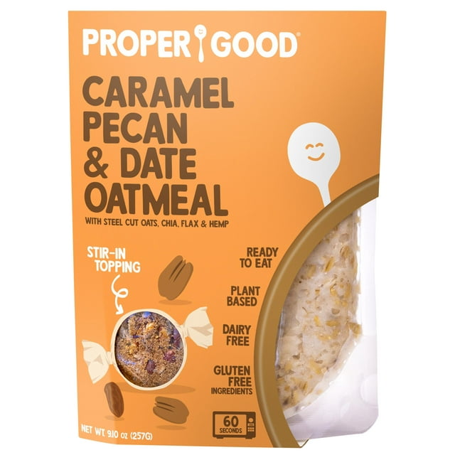 Proper Good Instant Oatmeal, Caramel, Pecan and Date, Steel Cut Oats
