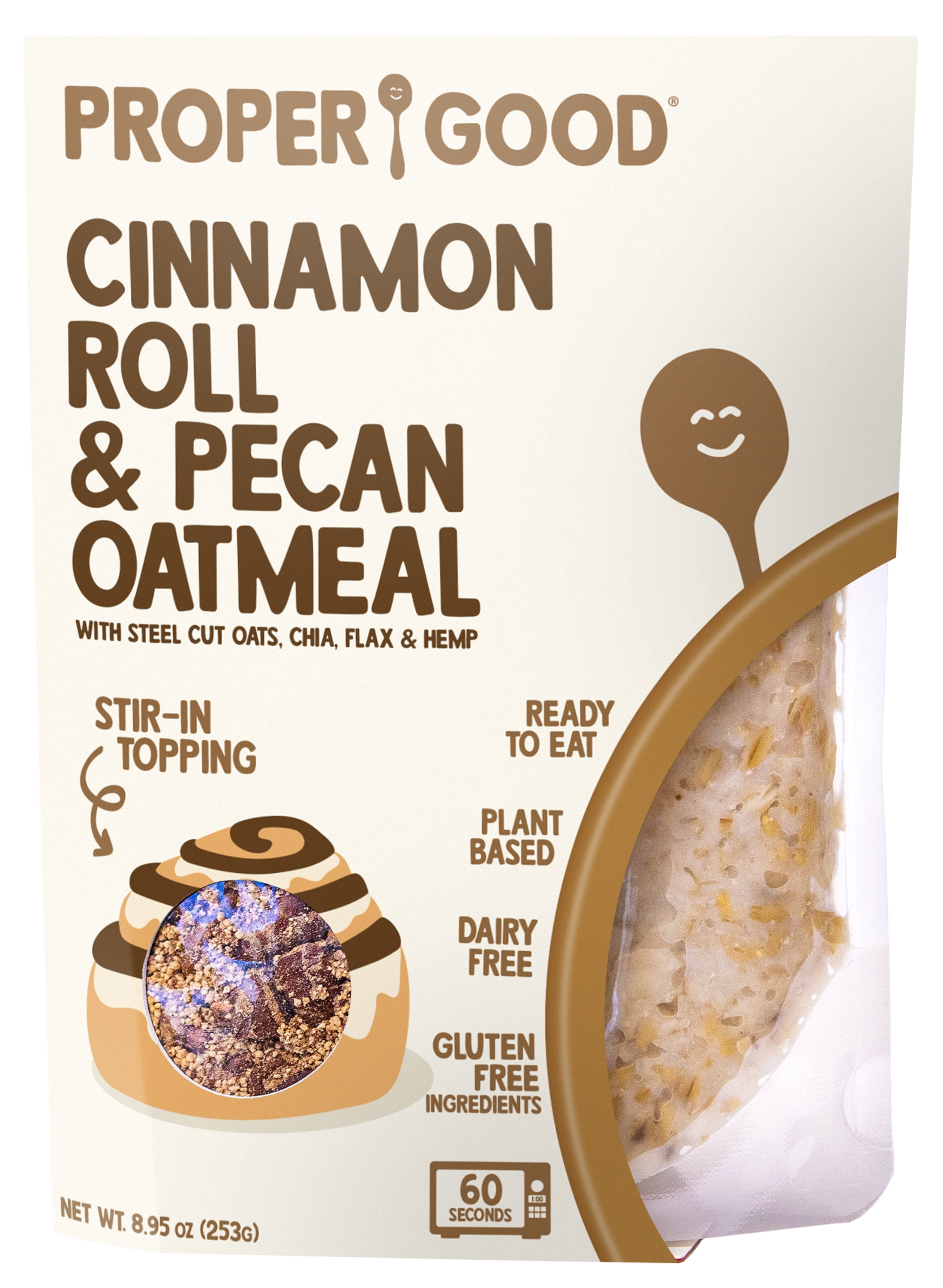 Proper Good Instant Oatmeal, Cinnamon Roll, Steel Cut Oats, Shelf