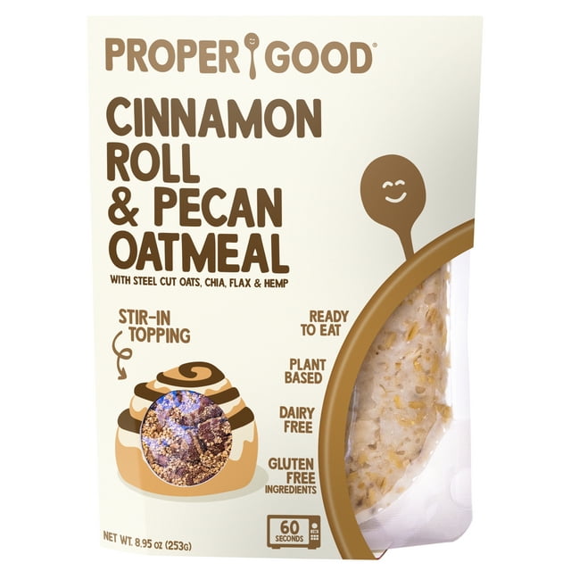Proper Good Oatmeal, Cinnamon Roll, Steel Cut Oats, ShelfStable, 8.95