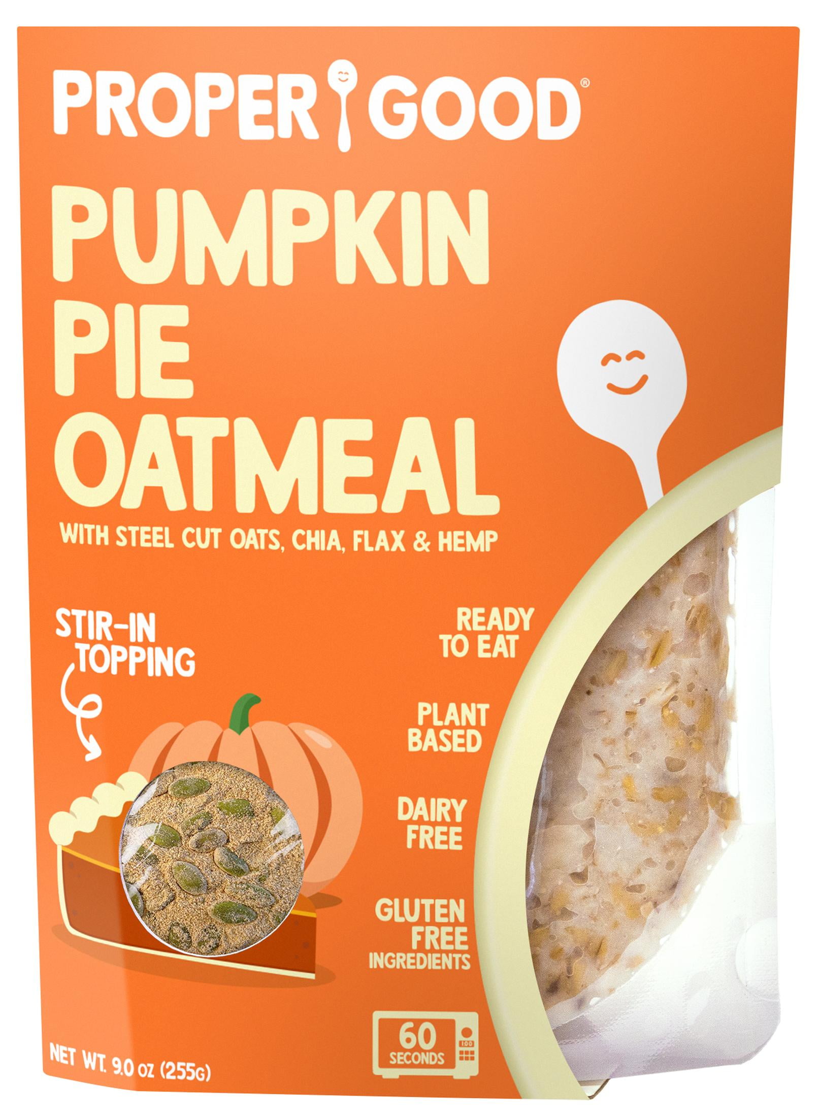 Proper Good Oatmeal, Pumpkin Pie, Steel Cut Oats, ShelfStable, 9.0 oz