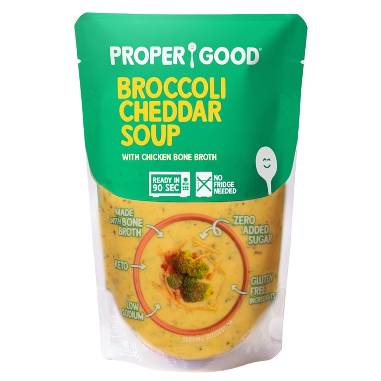 Proper Good Ready to Serve Broccoli Cheddar Soup, 12 oz, Shelf