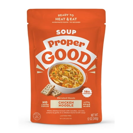 Proper Good Chicken Noodle Soup, Ready in 90 Seconds, Shelf Stable Meal, 12 oz