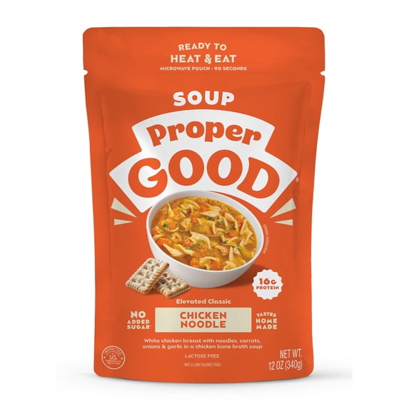 Proper Good Chicken Noodle Soup, Ready in 90 Seconds, Shelf Stable Meal, 12 oz