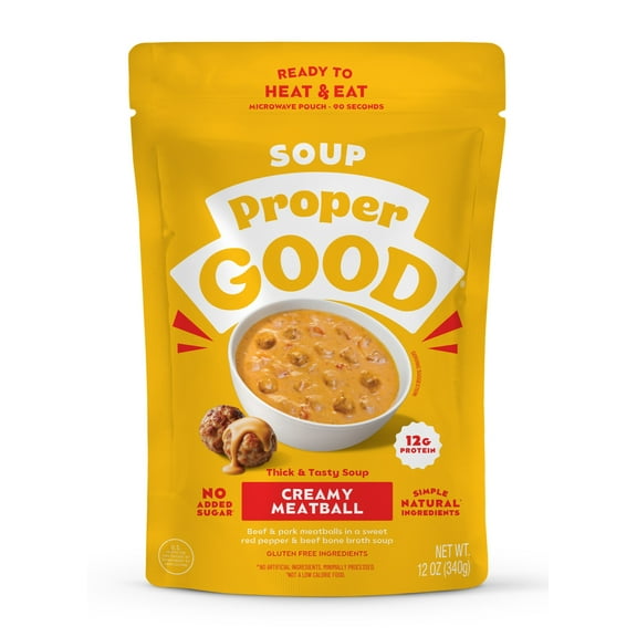 Proper Good Ready to Serve Creamy Meatball Soup, 12 oz, Shelf-Stable