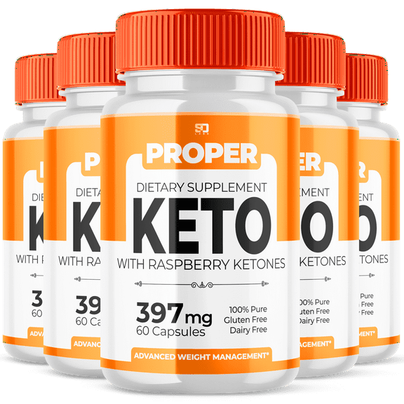 Proper Keto Capsules Advanced Formula Ketosis Support Supplement Raspberry Ketones, 5 Bottle Bundle