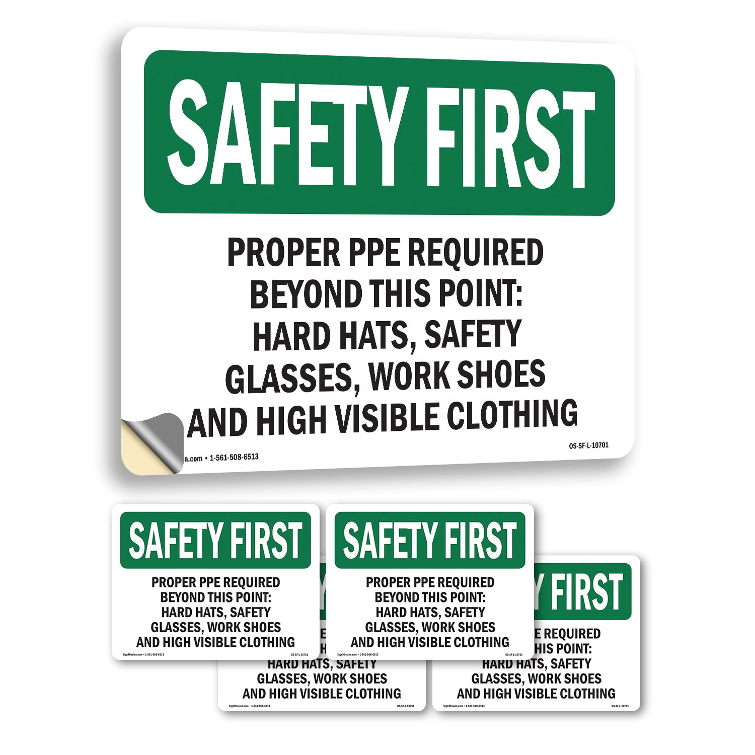 Proper PPE Required Beyond This Point OSHA SAFETY FIRST Vinyl Decal ...
