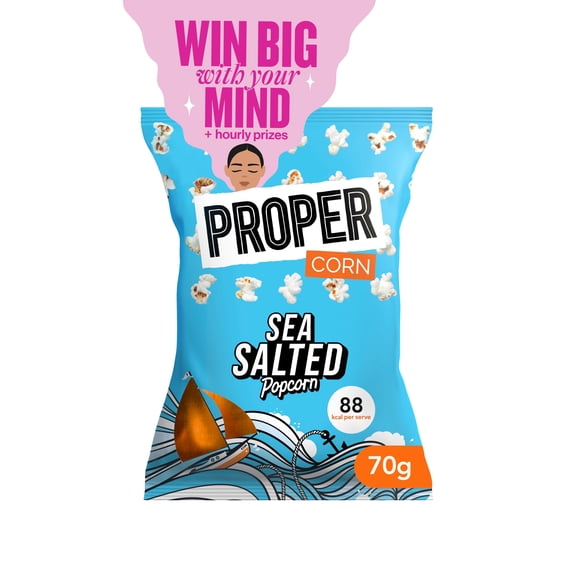 Proper Sea Salted Popcorn 70g, Imported from Britain