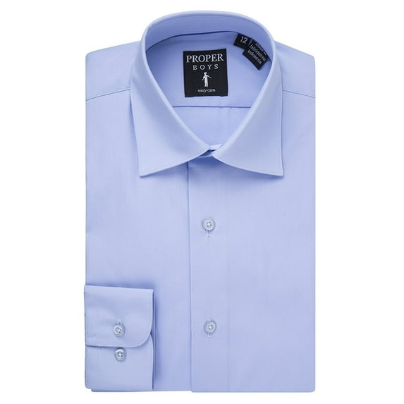 Proper Shirtings Boy's P300JABR Solid Poplin Long Sleeve Dress Shirt -Powder Blue - 8